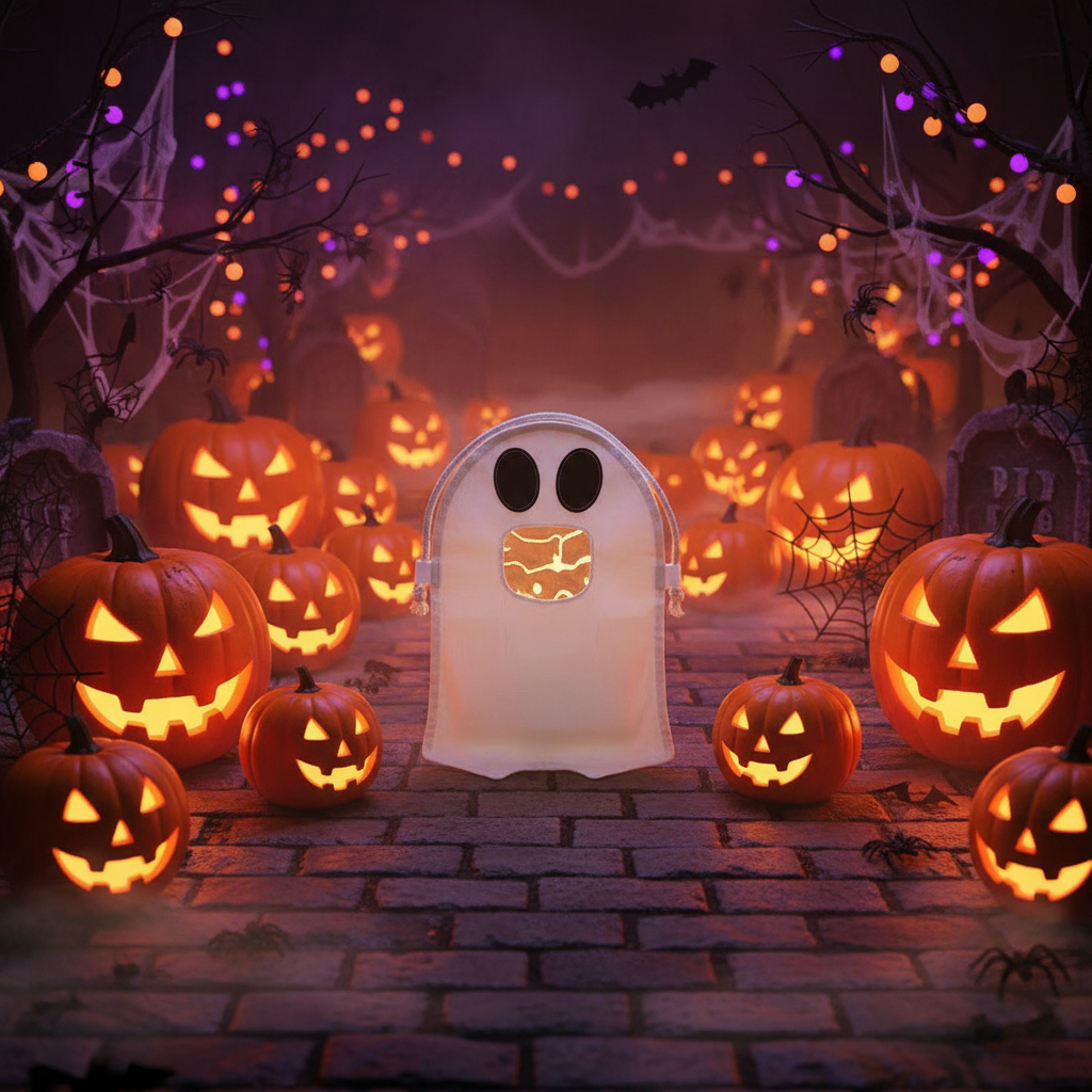 Ghost Bag Halloween Scene