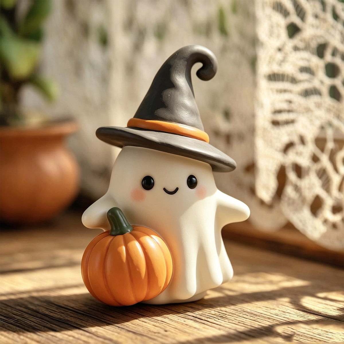Resin Ghost Pumpkin Figurine