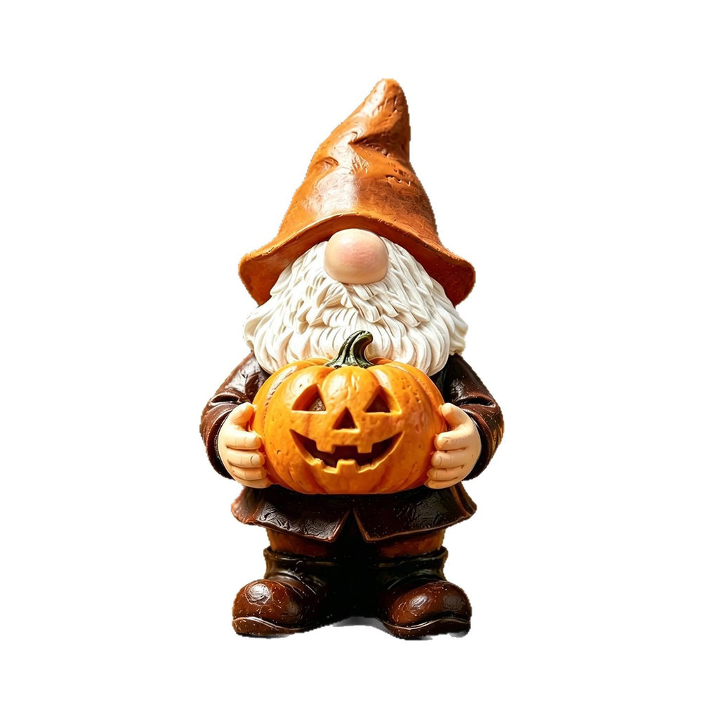 Resin Pumpkin Gnome Statue
