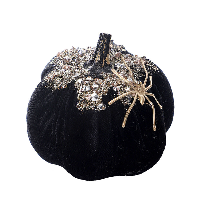 Velvet Spider Pumpkin Decor