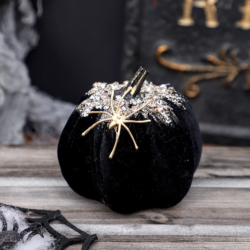 Velvet Spider Pumpkin Decor