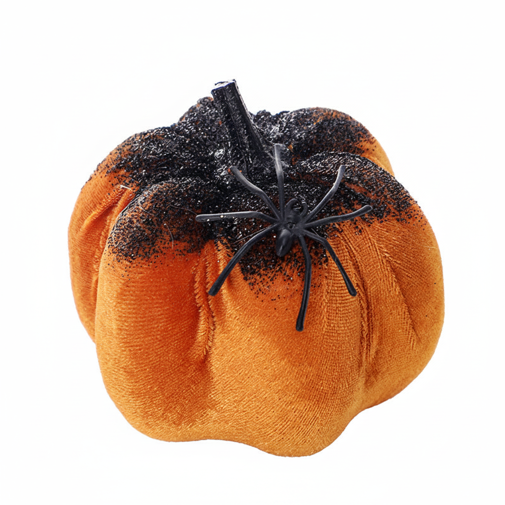 Velvet Spider Pumpkin Decor